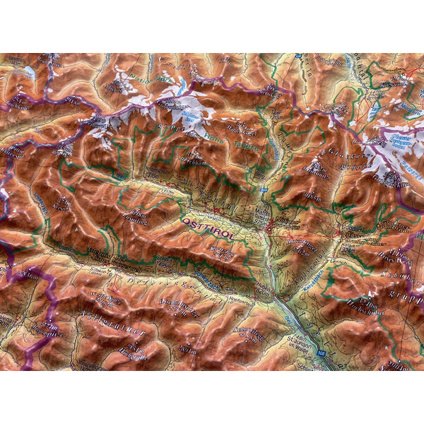 Georelief Regional map Tirol (77 x 57 cm) 3D Reliefkarte mit Alu-Rahmen