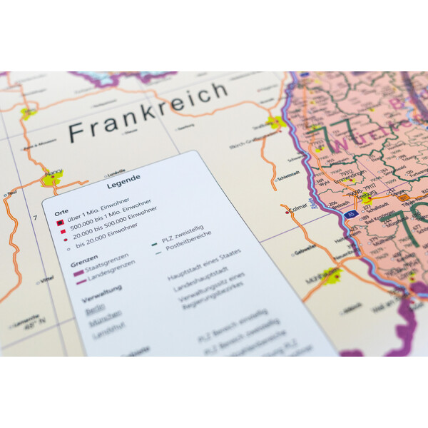 GeoMetro Map Deutschland politisch mit Postleitzahlen PLZ (84 x 114 cm)