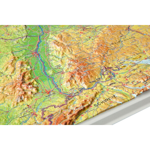 Georelief Large 3D relief map of Germany with wooden frame (in German)