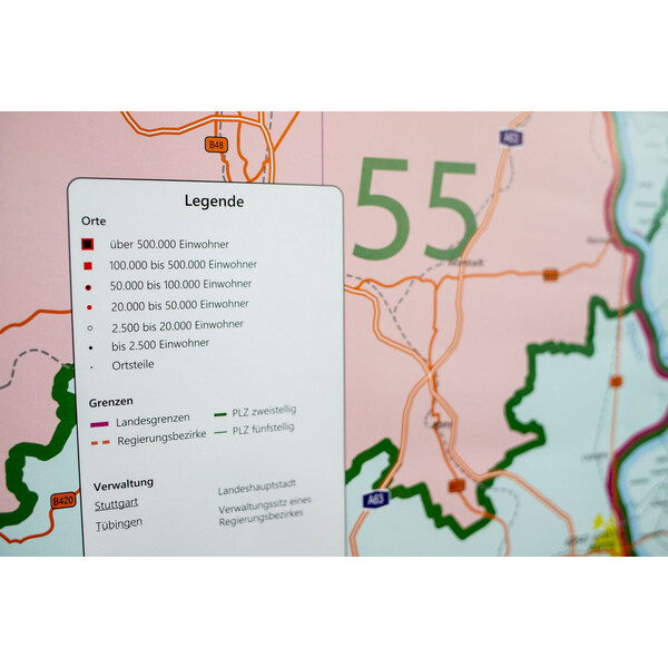 GeoMetro Regional map Hessen Postleitzahlen PLZ (100 x 140 cm)