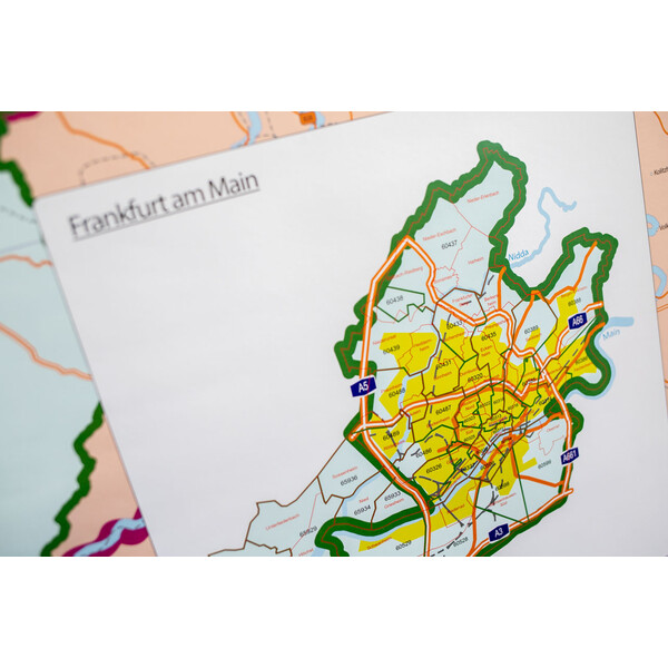 GeoMetro Regional map Hessen Postleitzahlen PLZ (100 x 140 cm)