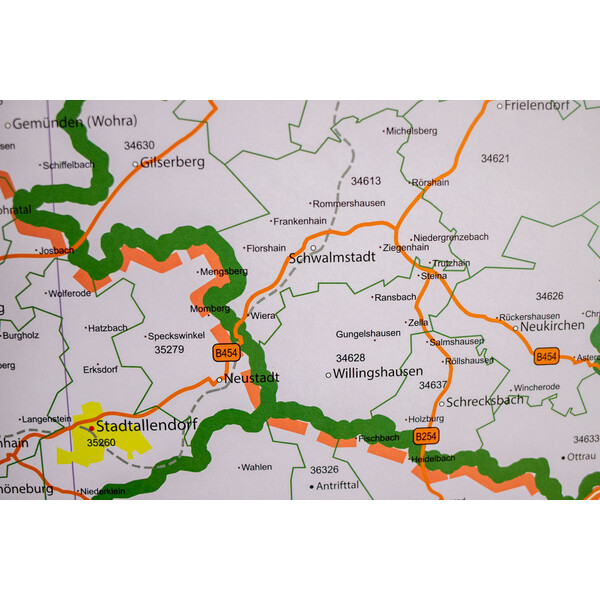 GeoMetro Regional map Hessen Postleitzahlen PLZ (100 x 140 cm)