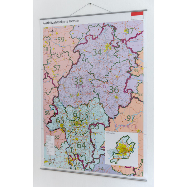 GeoMetro Regional map Hessen Postleitzahlen PLZ (100 x 140 cm)