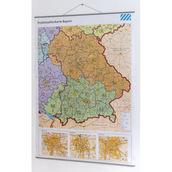 GeoMetro Regional map Bayern Postleitzahlen PLZ (100 x 140 cm)