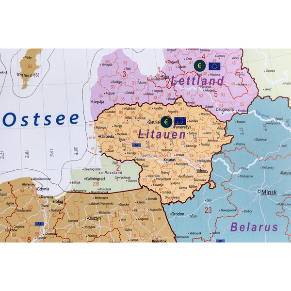 GeoMetro Continental map Europa Postleitzahlen (90 x 123 cm)
