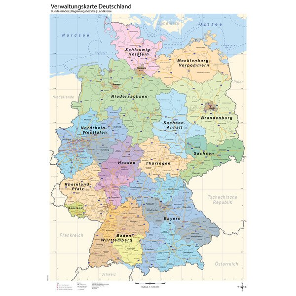 GeoMetro Map Deutschland politsch (70 x 100 cm)