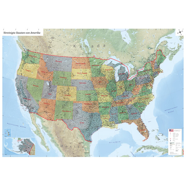 GeoMetro Map USA politisch (140 x 100 cm)