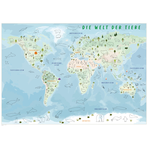 GeoMetro Childrens map Die Welt der Tiere (84 x 60 cm)