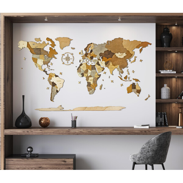 Abraham Wood Decor World map Puzzle aus Holz (130 x 70 cm)