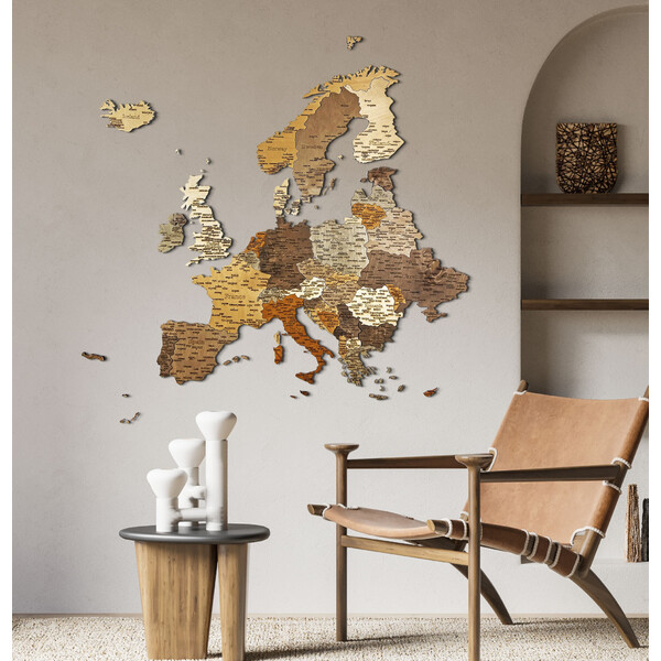 Abraham Wood Decor Continental map Europa Puzzle aus Holz (110 x 108 cm)