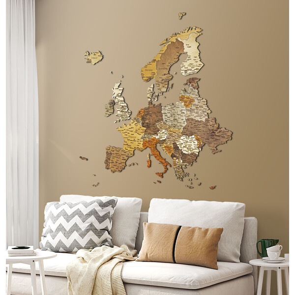 Abraham Wood Decor Continental map Europa Puzzle aus Holz (110 x 108 cm)