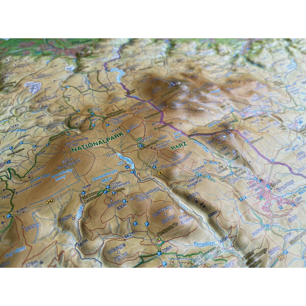 Georelief Regional map Harz 3D Reliefkarte (77 x 57 cm)