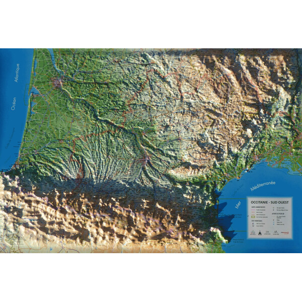 3Dmap Regional map Occitanie - Sud Ouest