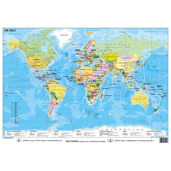 Stiefel World map politisch (59,4 x 42 cm) DIN A2