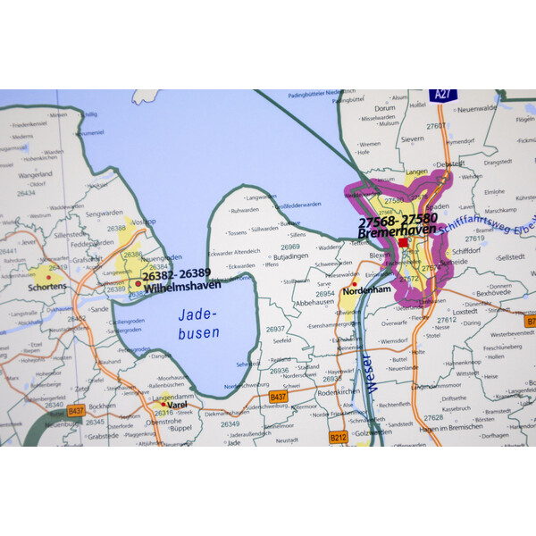 GeoMetro Regional map Lower Saxony Postcodes (100 x 123 cm)