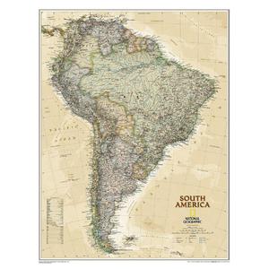 National Geographic antique map of South America