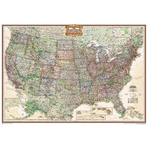 National Geographic The antique USA map politically, laminates