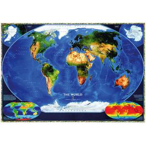 National Geographic Satellite map of the world laminated