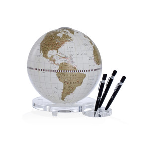 Zoffoli Desk Globe Balance white/ gold with pen holder
