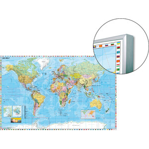 Stiefel World map on board, for pinning to, also magnetic