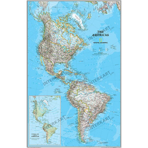 National Geographic continent map North and South America political (laminated)