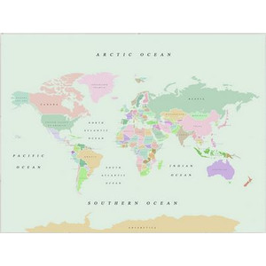 Miss Wood Woody Map Watercolor Retro L