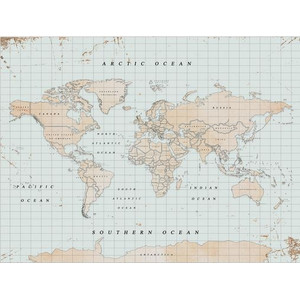 Miss Wood Woody Map Watercolour Vintage XL