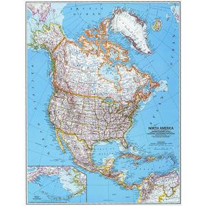 National Geographic Continent map north America, politically