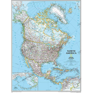 National Geographic Continent map north America, politically