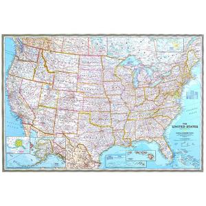 National Geographic The USA map politically, largely laminates