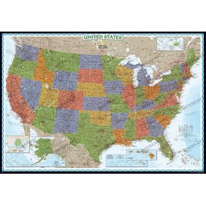 National Geographic The decorative USA map politically, laminates