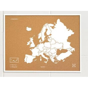 Miss Wood Woody Map Europa weiß 60x45cm gerahmt