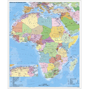 Stiefel Continental map Africa, political with postcodes on a plate for tinning