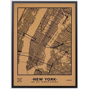 Miss Wood Woody Map Natural New York L Black