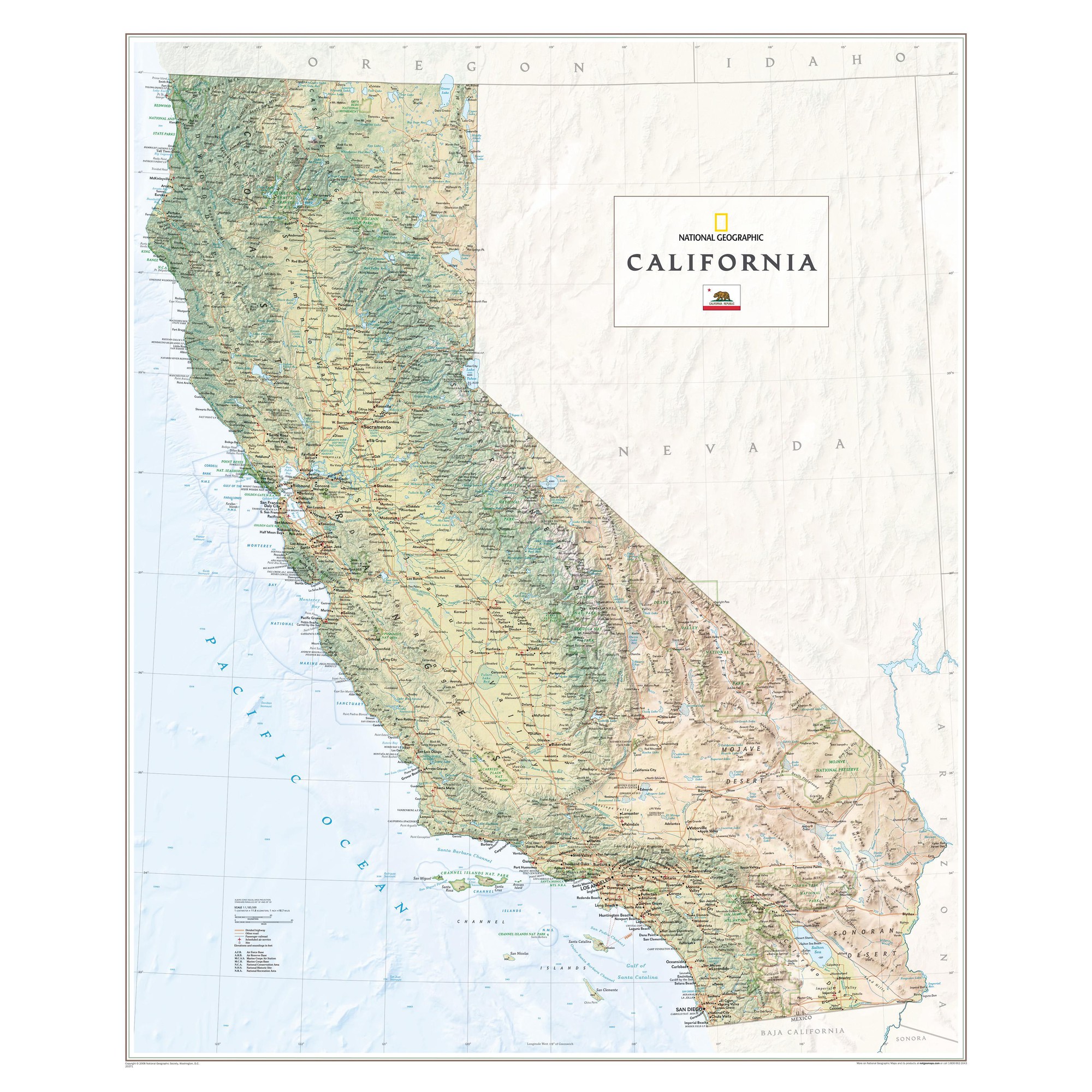 National Geographic Regional Map California National Geographic Regional Map California 