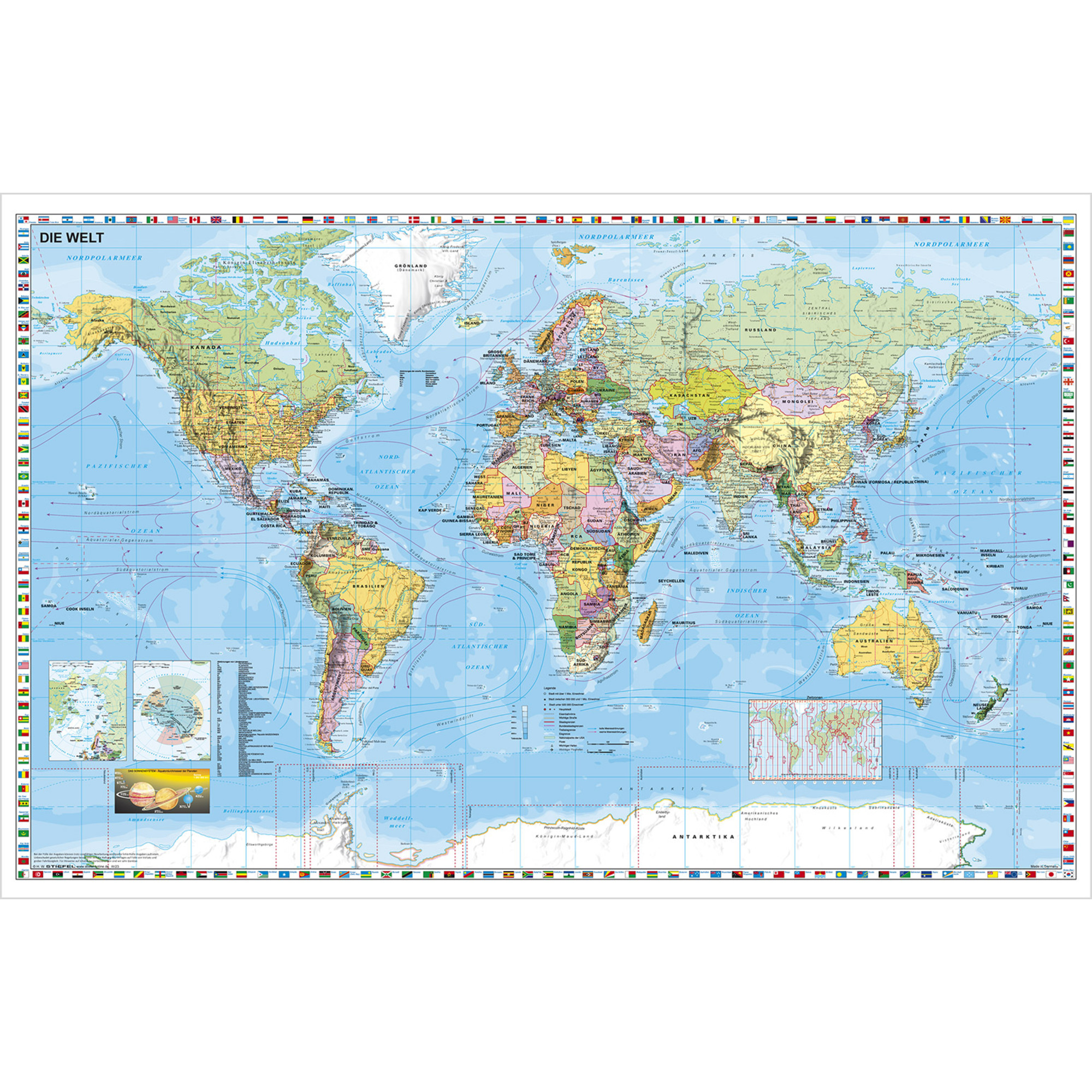 Stiefel Political Map Of The World in German stiefel-political-map-of-the-world-in-german