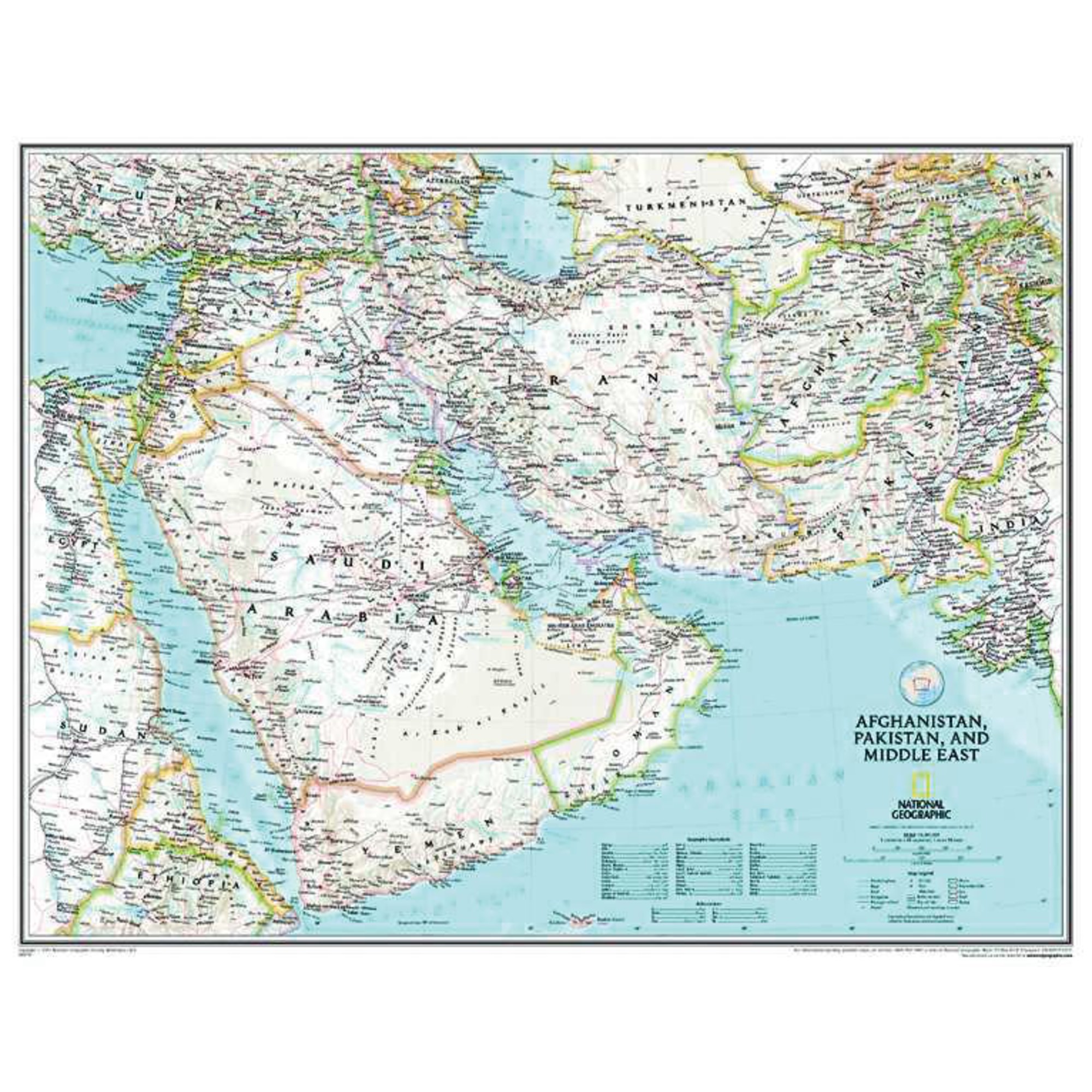 National Geographic Map Afghanistan, Pakistan & the middle east