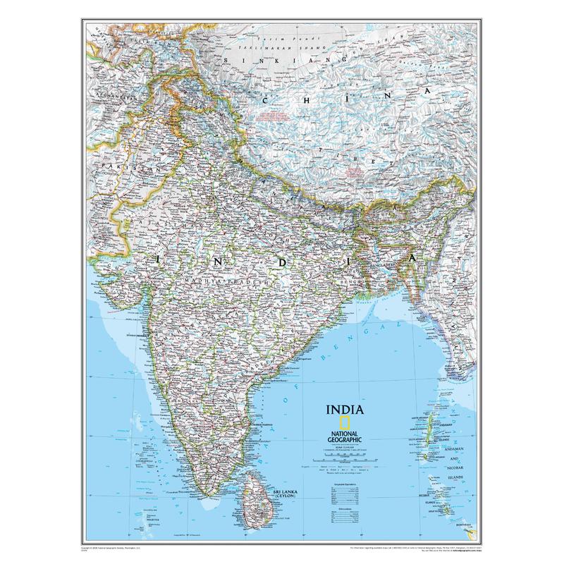 National Geographic Map India (76 x 58 cm)