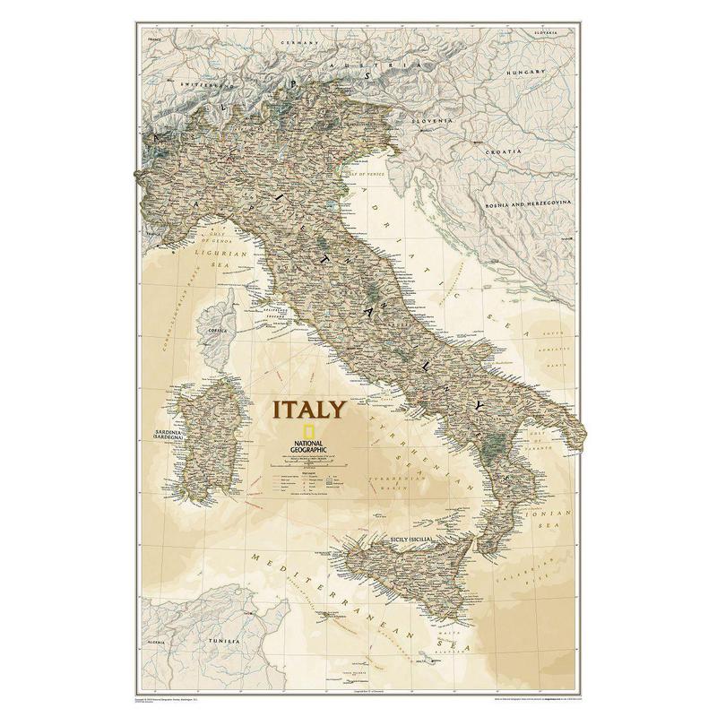 National Geographic antique map of Italy