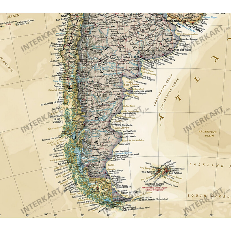 National Geographic antique map of South America