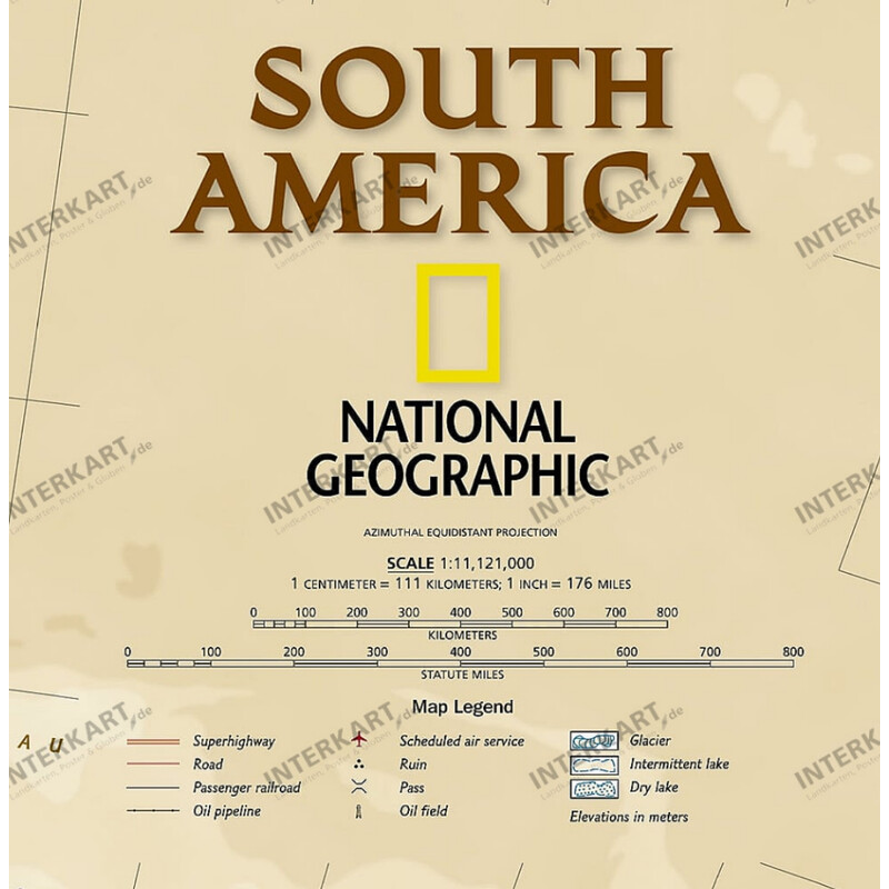 National Geographic antique map of South America