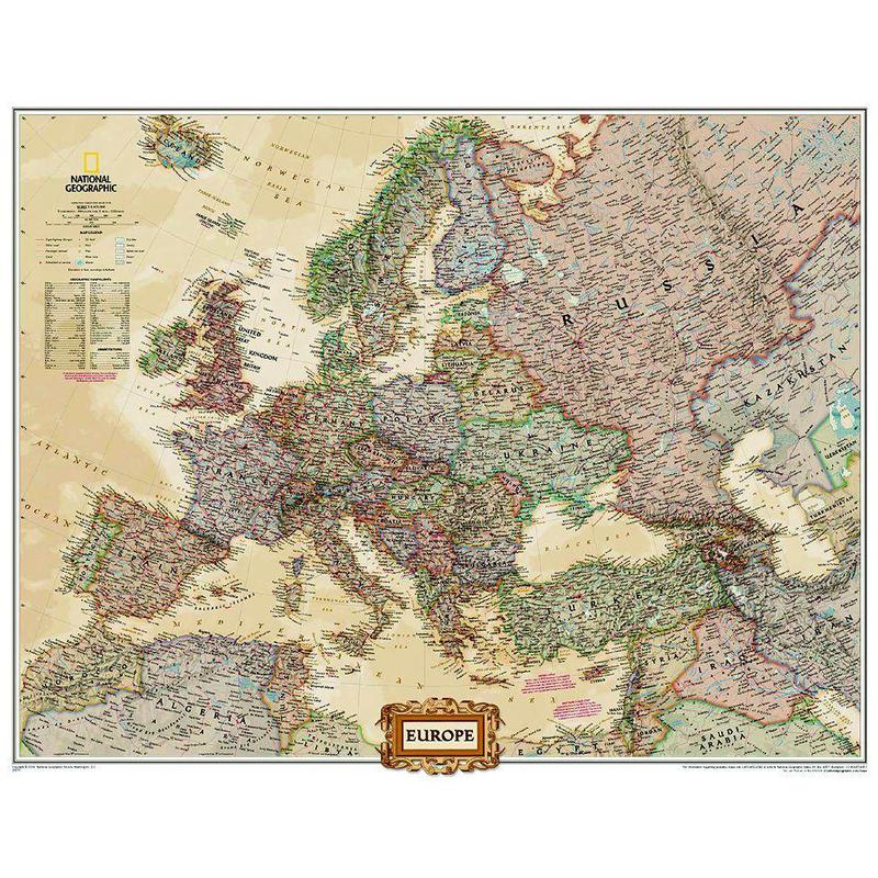 National Geographic Antique European map politically