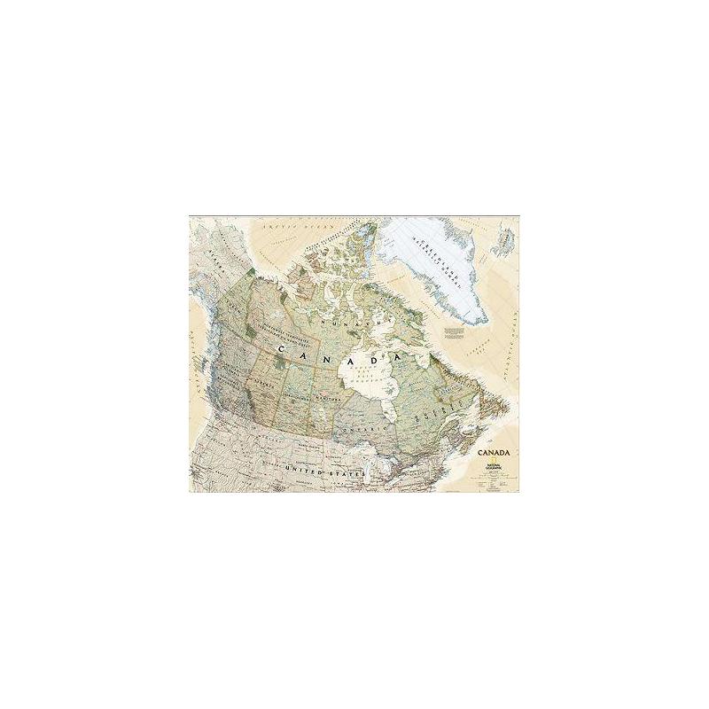 National Geographic antique map of Canada, laminated