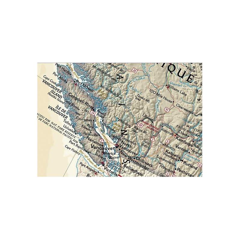 National Geographic antique map of Canada, laminated