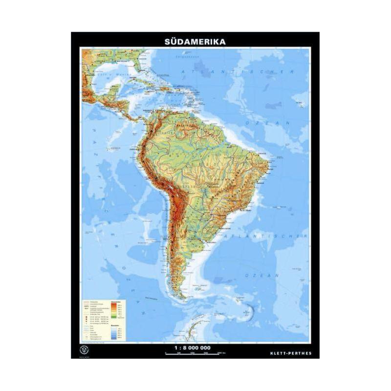 Klett-Perthes Verlag Continent map South America physical / political (P) 2-sided