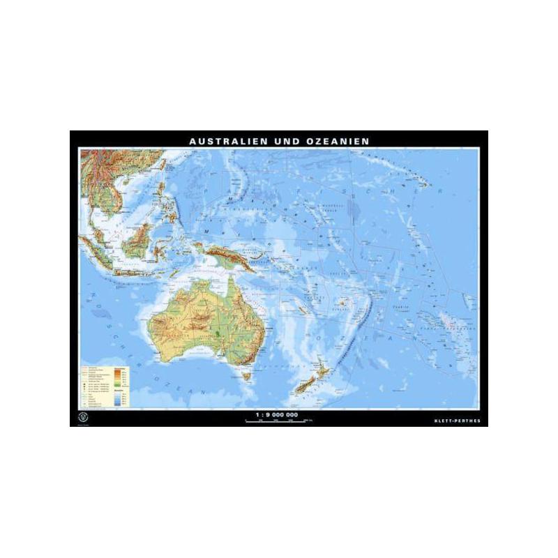 Klett-Perthes Verlag Continent map Australien and Ozeanien physical / political (ABW) 2-sided