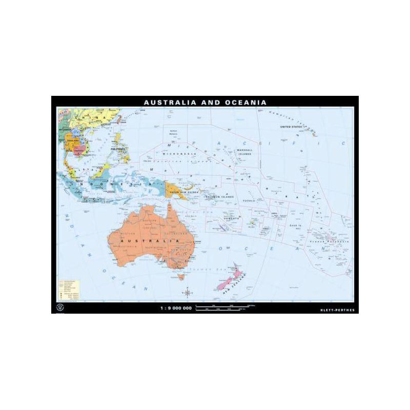 Klett-Perthes Verlag Continent map Australien and Ozeanien physical / political (ABW) 2-sided