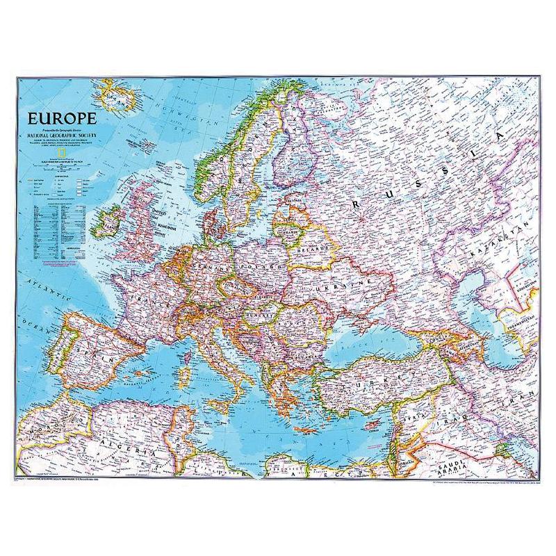 National Geographic Continental map Europe politically
