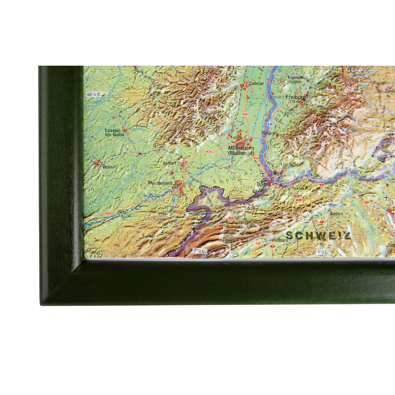 Georelief Large 3D relief map of Germany with wooden frame (in German)