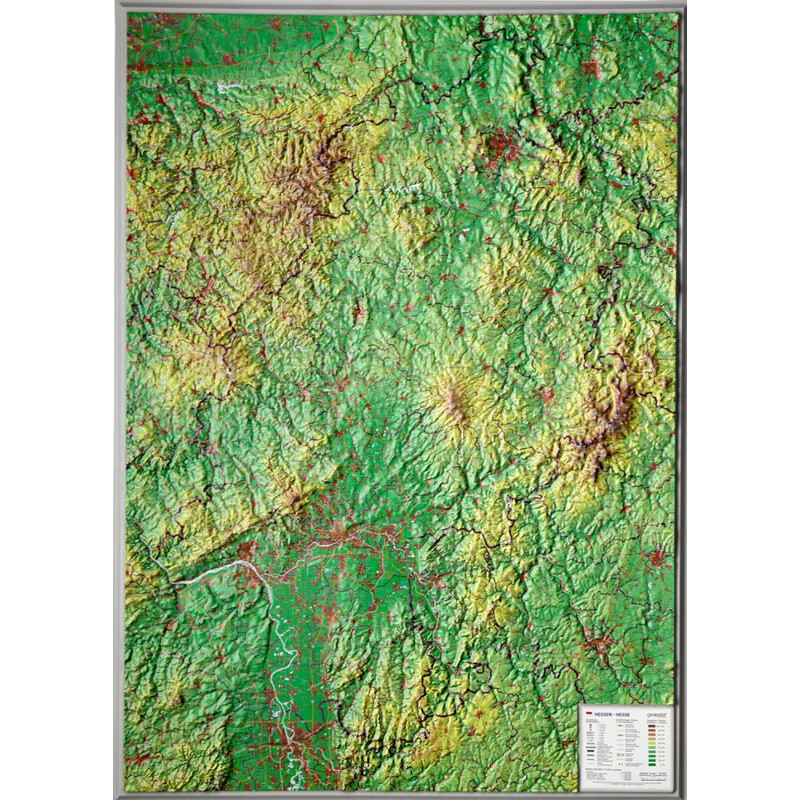 Georelief Large 3D relief map of Hesse (in German)